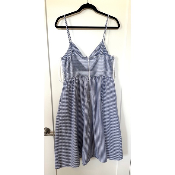 Joyful Days Blue Striped Knotted Front Midi Dress With Pockets - Picture 5 of 7